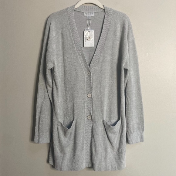 Barefoot Dreams Dew Drop CozyChic Ultra Lite Chevron Placket Cardigan Medium - Picture 2 of 16